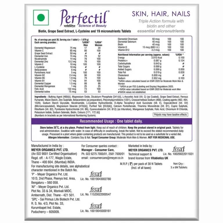 Perfectil Multivitamin for Skin, Hair & Nail for Men & Women | 30 Veg Tablets - Image 7