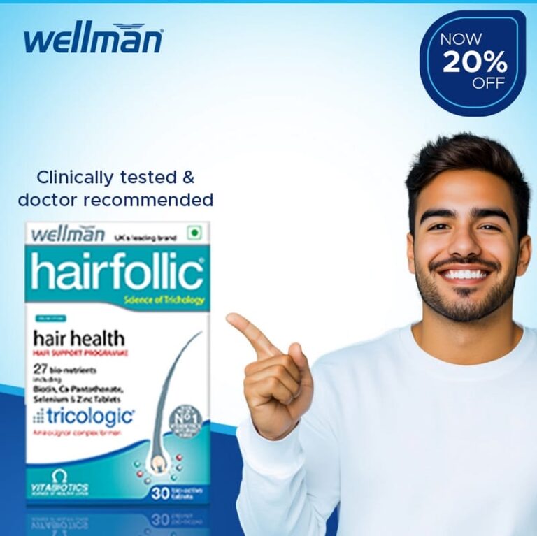 Wellman Hairfollic Hair Supplements for Men | 30 Veg Tablets - Image 5