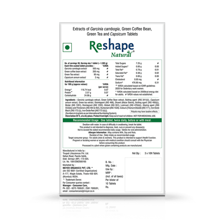 Reshape Natural Weight Loss 10 Tablets - 1 Strip - Image 2