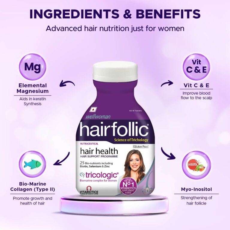 Wellwoman Hairfollic Hair Supplements for Women 60 Tablets - Tub Pack - Image 3