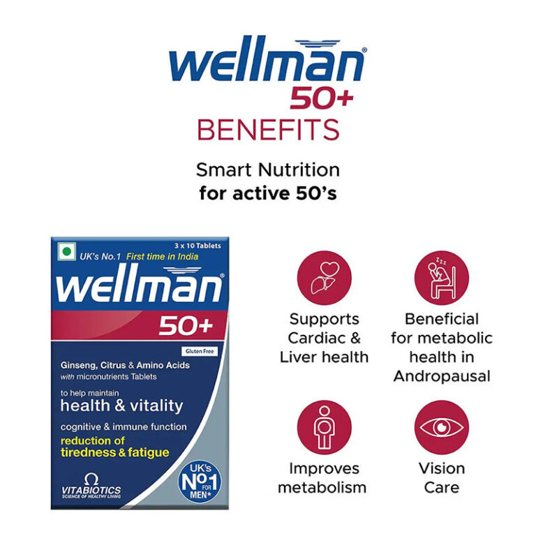 Wellman 50+ Multivitamin Tablets for Men Aged 50 Plus | 30 Veg Tablets - Image 4