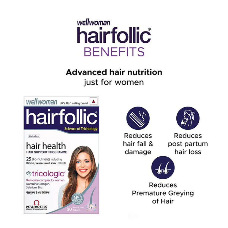 Wellwoman Hairfollic Hair Supplements for Women | 30 Non-Veg Tablets - Image 5