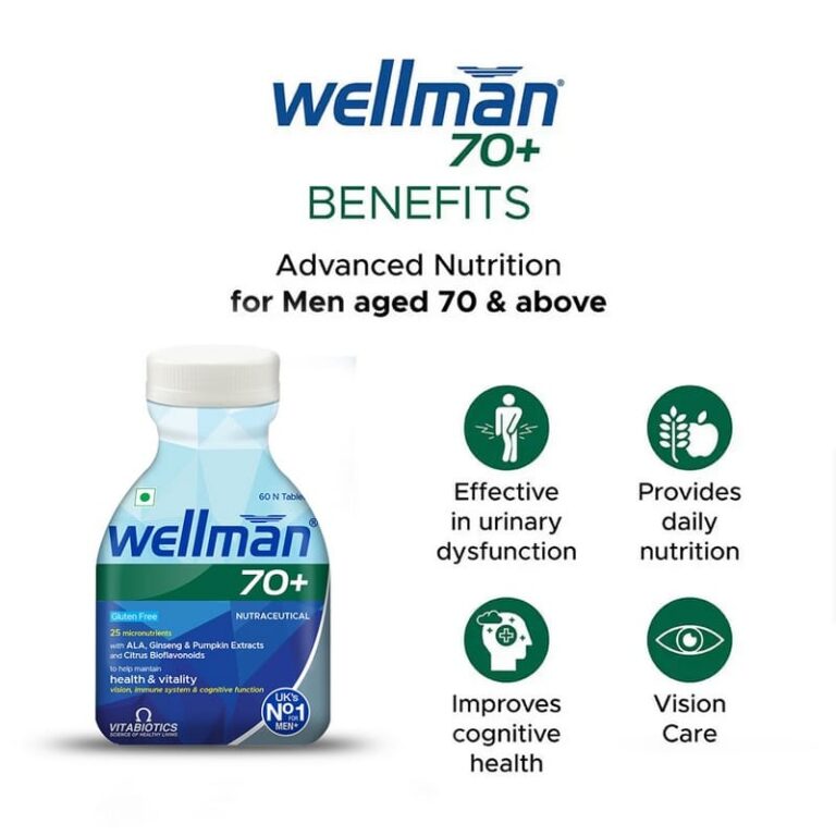 Wellman 70+ Multivitamin Tablets for Men Aged 70 Plus | 60 Veg Tablets (Tub Pack) - Image 3