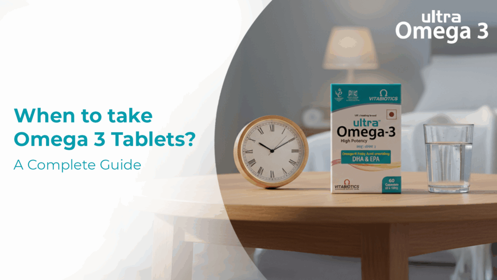Vitabiotics Ultra Omega-3 supplement placed on a table